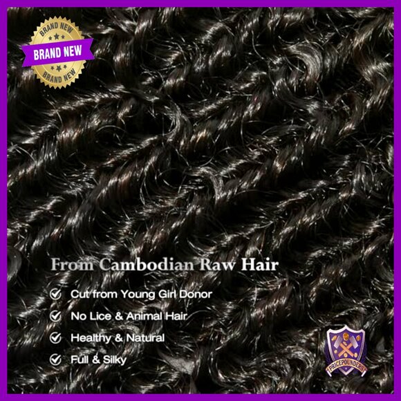 18 Inch Deep Curly Water Wave Human Hair Bundle, Unprocessed Cambodian Raw Hair main image 5